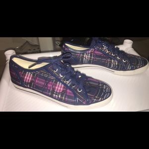 Coach purple and blue plaid tennis/sneakers